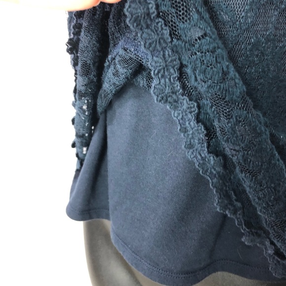 Abercrombie and Fitch Navy Lace Overlay Top Small - Picture 6 of 8